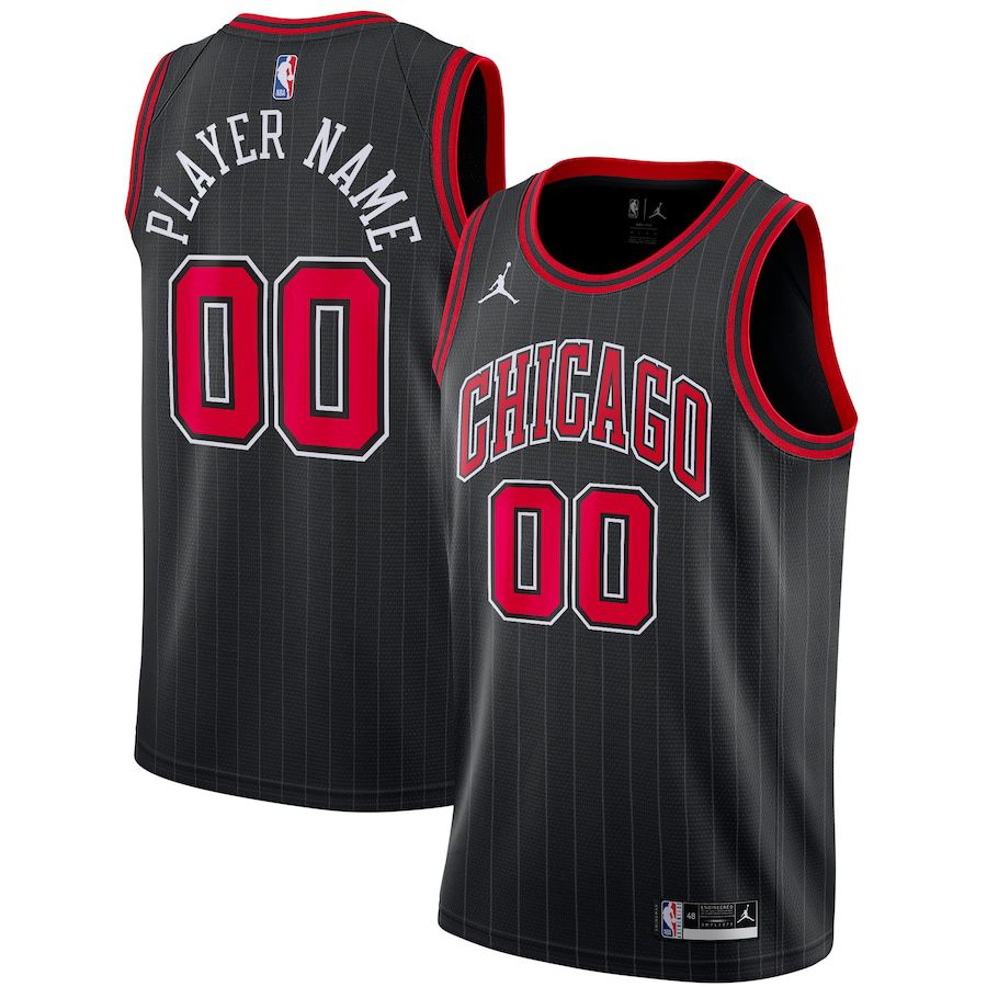 Men Chicago Bulls Jordan Brand Black Swingman Custom NBA Jersey->customized nba jersey->Custom Jersey
